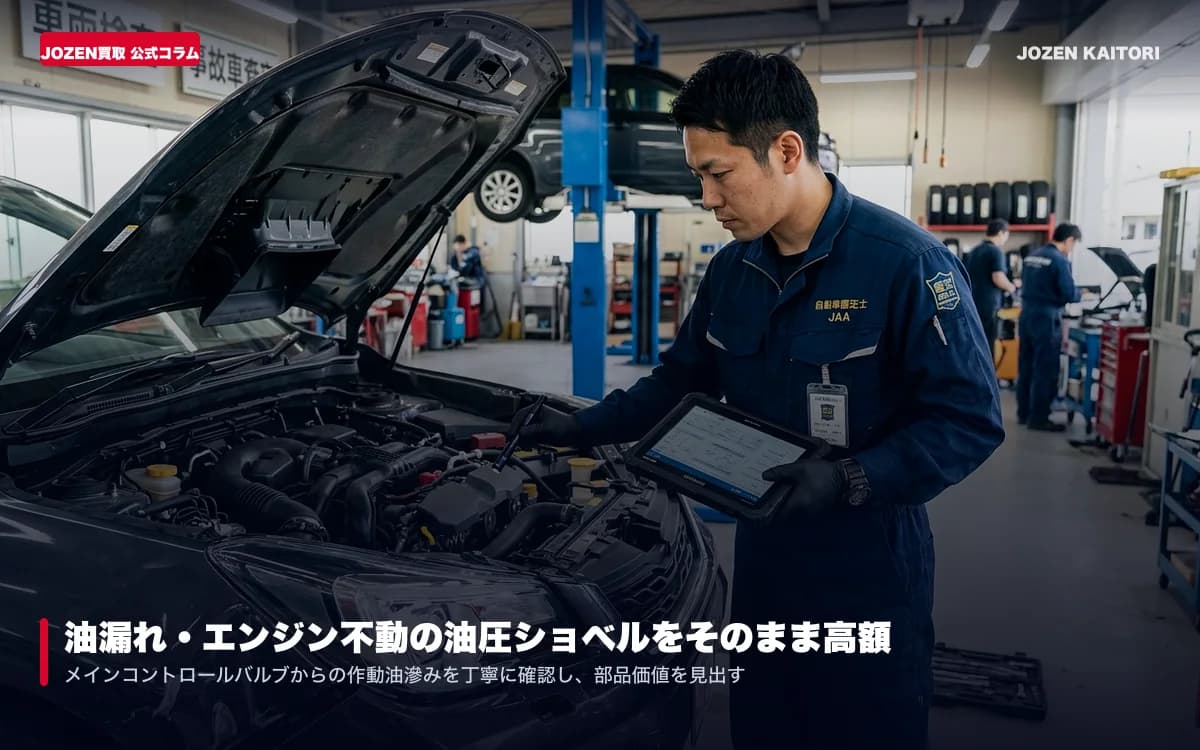 油漏れ・エンジン不動の油圧ショベル（ユンボ）をそのまま高額売却するプロの査定基準