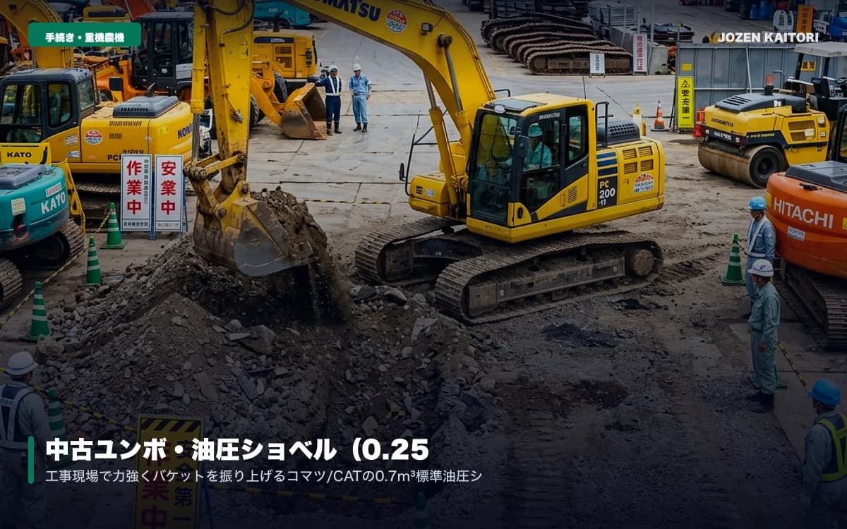 中古ユンボ・油圧ショベル（0.25/0.45/0.7m³）相場｜コマツ・CAT高値 / アワーメーター1万時間超でも東南アジアで奪い合いになる理由を解明