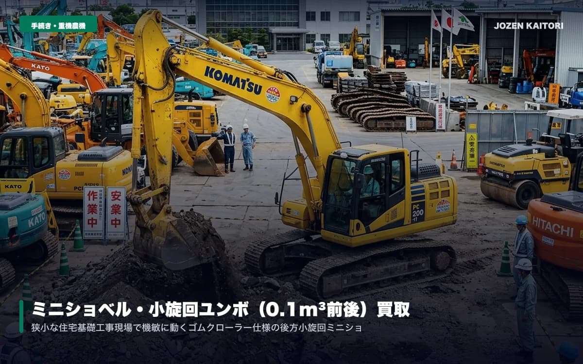 ミニショベル・小旋回ユンボ（0.1m³前後）買取相場｜外構・水道工事 / クボタ・ヤンマー製後方小旋回バックホウの国内・輸出需要を徹底分析