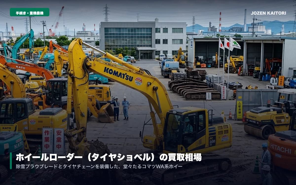 ホイールローダー（タイヤショベル）の買取相場｜除雪ドーザー査定 / コマツWA・日立ZWのマルチプラウ・スノーバケット付高価買取ポイント