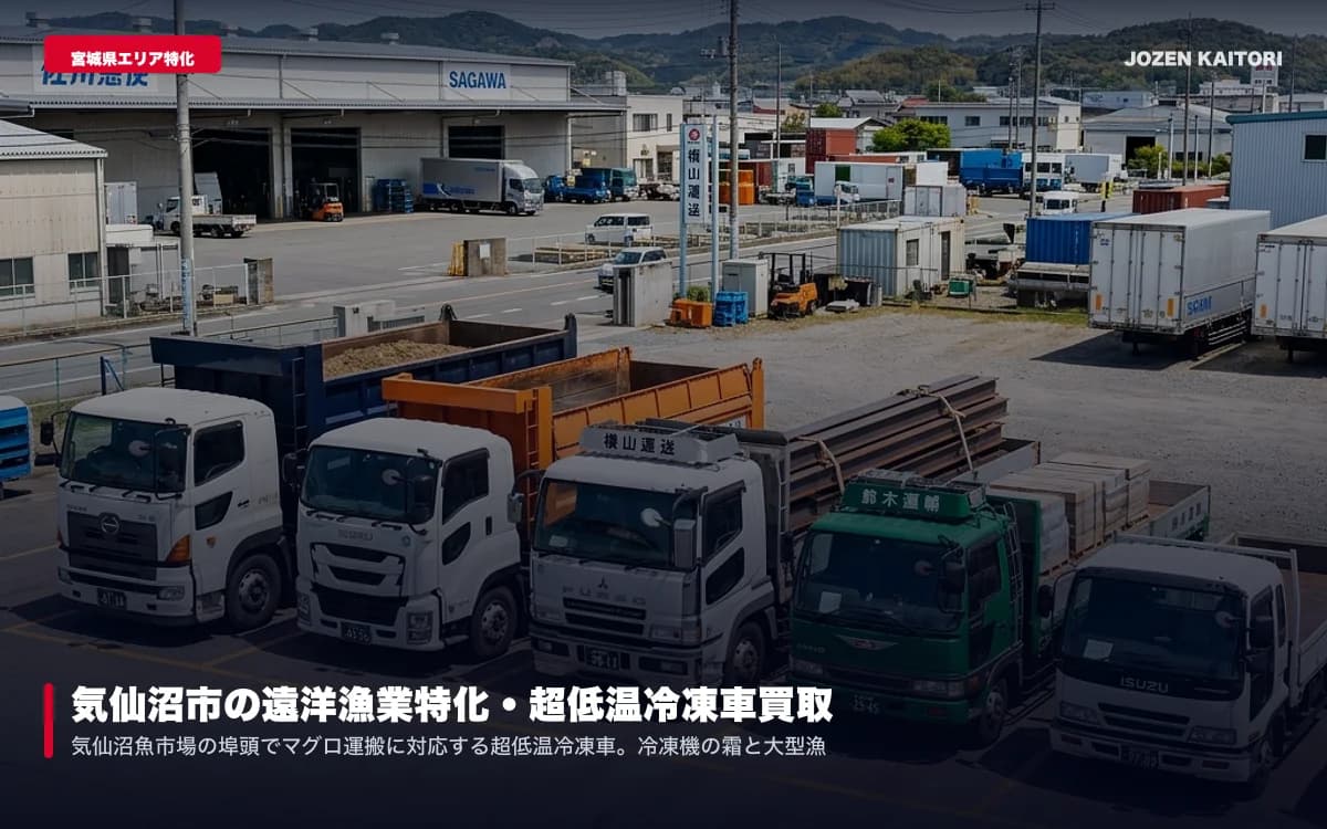 松島町の水産用トラック・小型バン買取｜塩害対策車の海外需要 / カキ養殖・水産観光エリアの潮風サビ車両も黒字買取・出張査定無料
