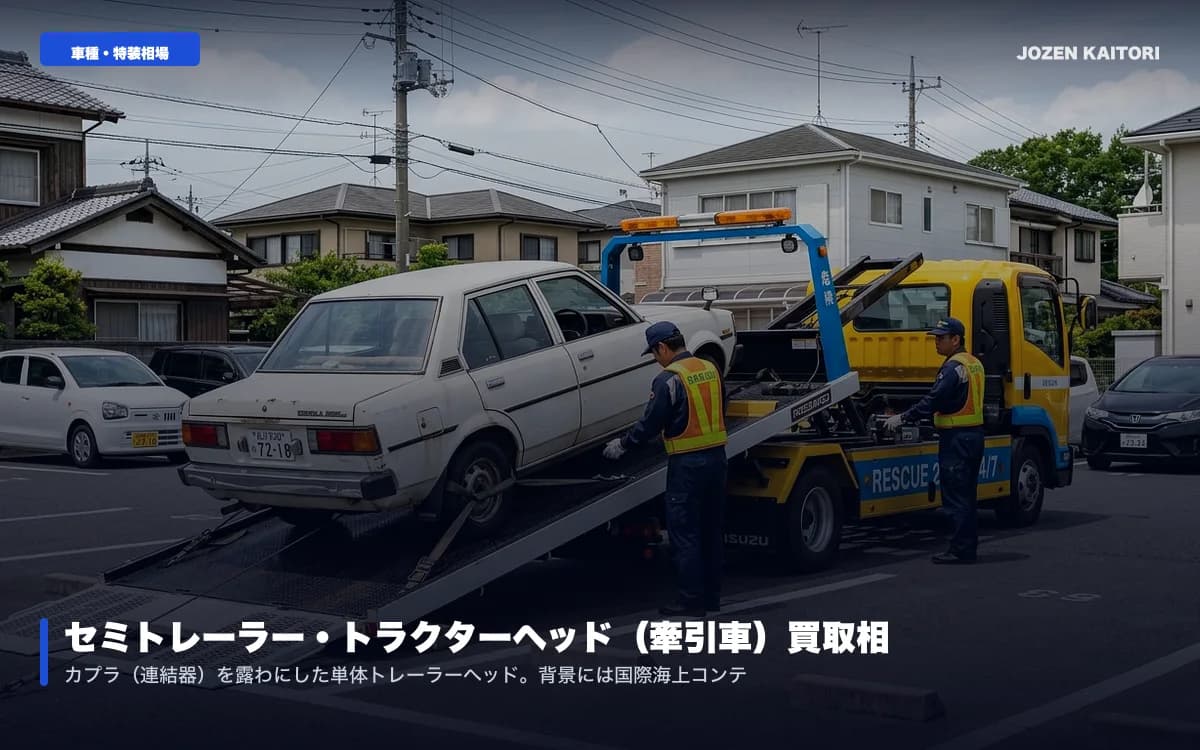 トラクターヘッド（シングルトラクタ）買取相場｜海コン需要と高額査定 / 第5輪荷重9.5t〜11.5tのカプラ状態と過走行輸出人気を徹底解説
