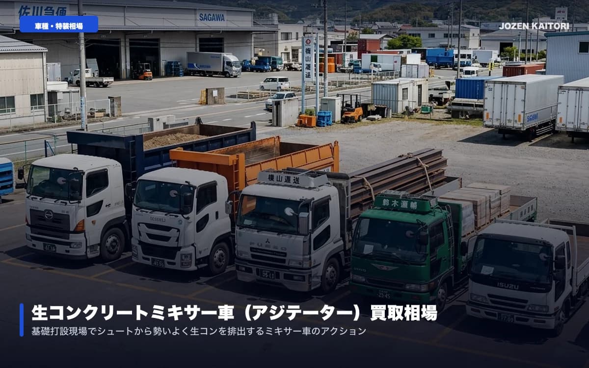 コンクリートミキサー車の買取相場と輸出動向｜ドラム状態と査定額 / カヤバ・新明和製生コンアジテーターのブレード摩耗度査定ポイント