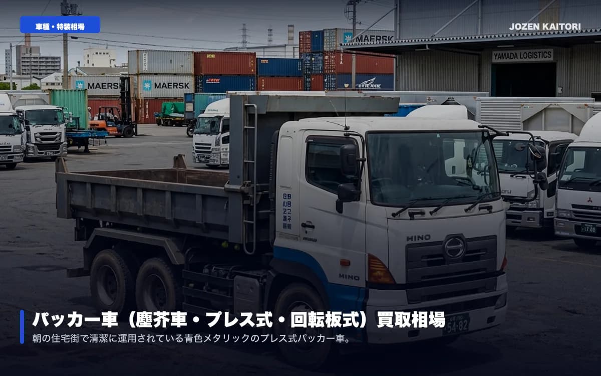 パッカー車（塵芥車・ごみ収集車）の買取相場｜プレス式と回転板式 / 新明和・極東開発製ごみ収集車の汚水タンク・油圧シリンダー査定術