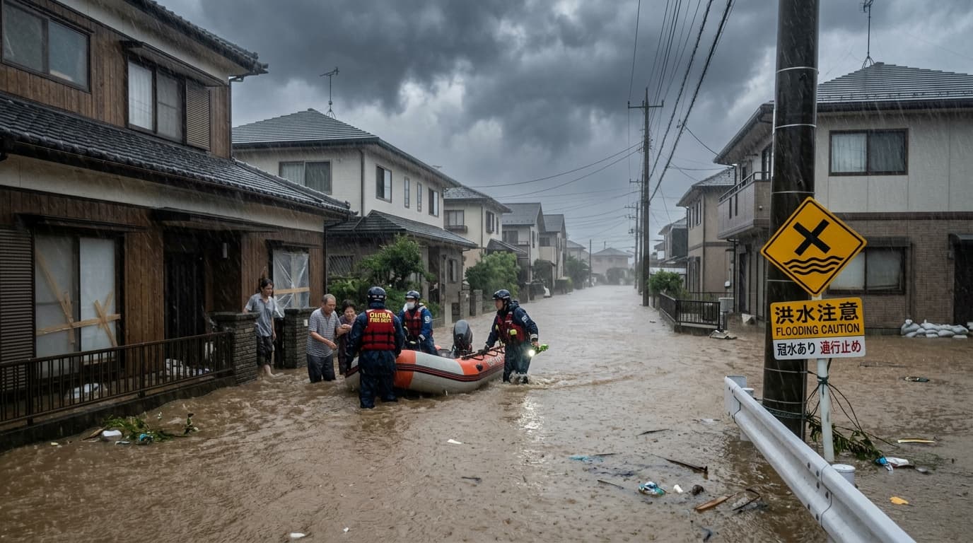 千葉県内 台風25号接近に伴う激しい豪雨と住宅地浸水警戒・洪水注意報